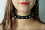 Fetish Spike Collar for Women with leather or steel leash
