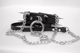 Fetish Spike Collar for Women with leather or steel leash