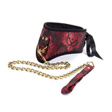 Luxury BDSM Leather Silky Lace Up Neck Posture Collar with Chain Leash Punk Bondage Fetish +Wrist & Ankle Cuffs