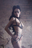 WWW BDSM Open Cup Bra with Garter Belt and Neck Collar