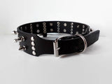 Gothic Black Leather Collar o Ring with Spikes