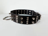 Gothic Black Leather Collar o Ring with Spikes