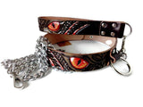 Red Eyes Slave Set Collar with Chain Leash