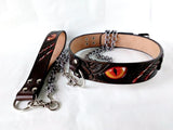 Red Eyes Slave Steel Chain Leash for Collar