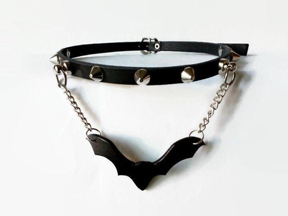 Fetish Bat & Spikes Collar