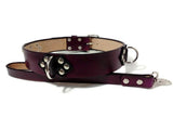 Purple leather Collar + Leash