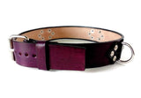 Purple leather Collar + Leash