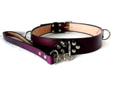 Purple leather Collar + Leash